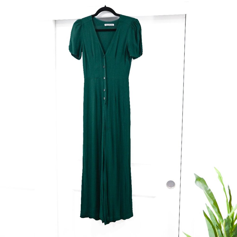Reformation Size 0 Alice Jumpsuit Button Front Green